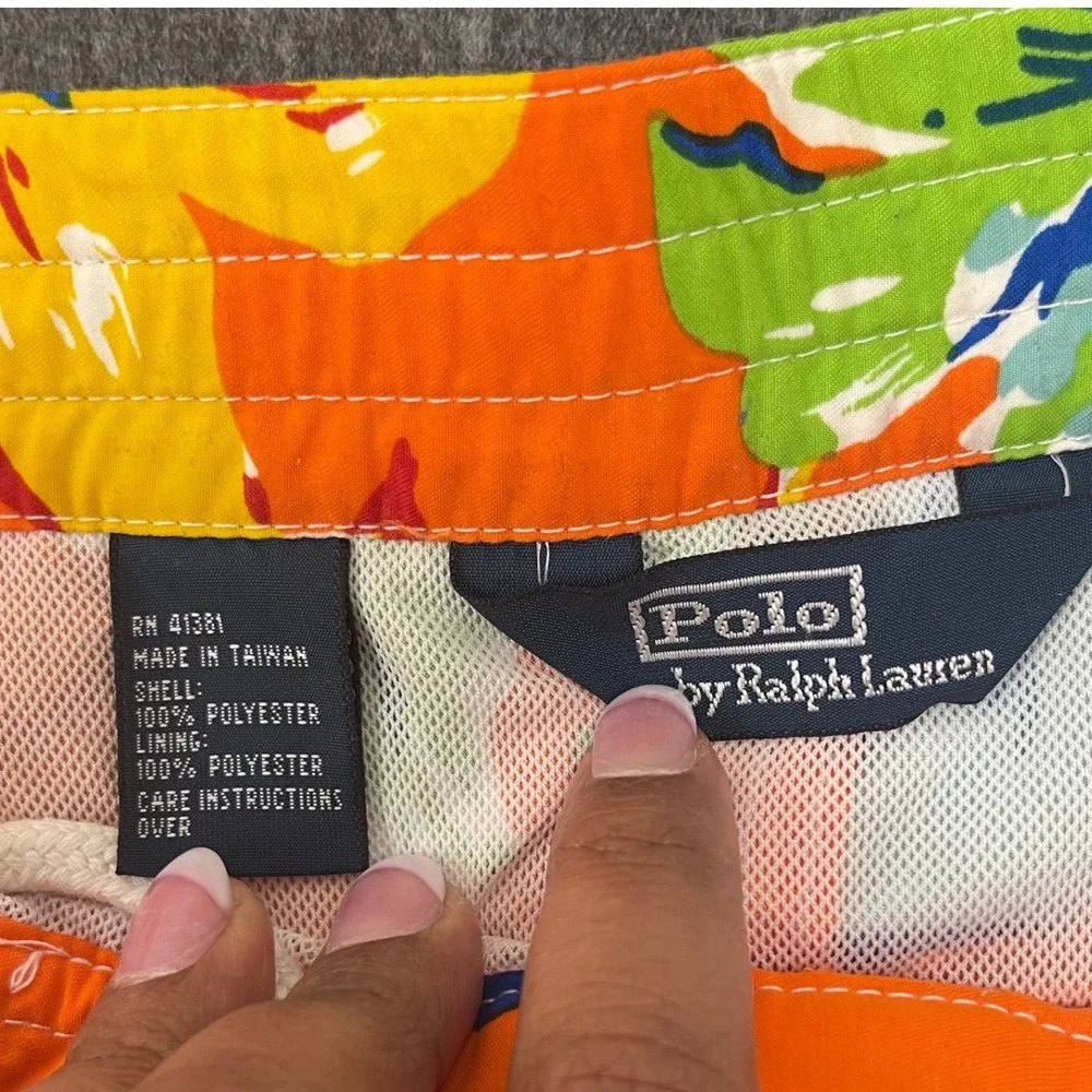 Polo Ralph Lauren‎ Floral Swim Trunks Orange Tropical Beach Shorts L